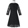 Grace Karin Children Kids Girls 3/4 Sleeve Round Neck Black Lace Flower Girl Dress CL010442-3